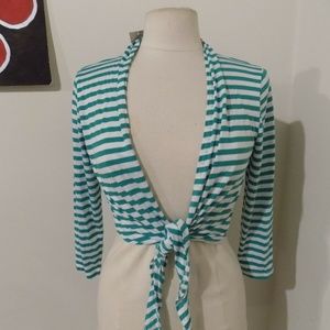 * CHICO'S Green and White Striped Cardi, 0 (size 4) Final Price